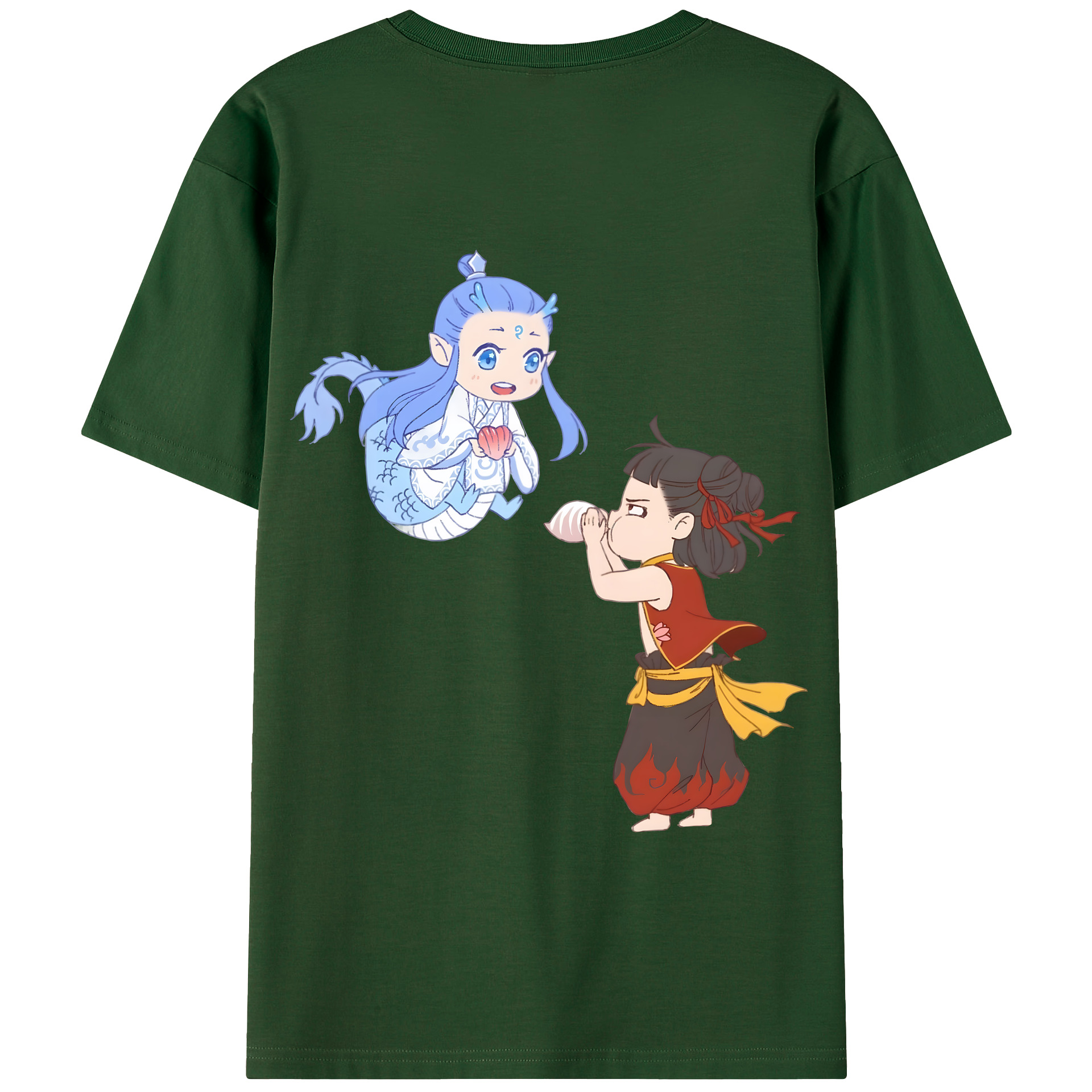 （画像用） Ne Zha 2 ナタ 魔童の大暴れ 綿100％半袖Tシャツ（背面プリント）